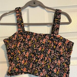 American Eagle Outfitters Black Floral Crop Top | Size M
